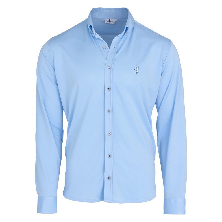 Fotos de ropa de camisa azul sobre fondo blanco y maniqui fantasma sin modelo para ecommerce y paginas web con fotografos profesionales