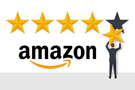 Logo Amazon cinco estrellas para categorias de producto en estudio de fotografia de Las Rozas